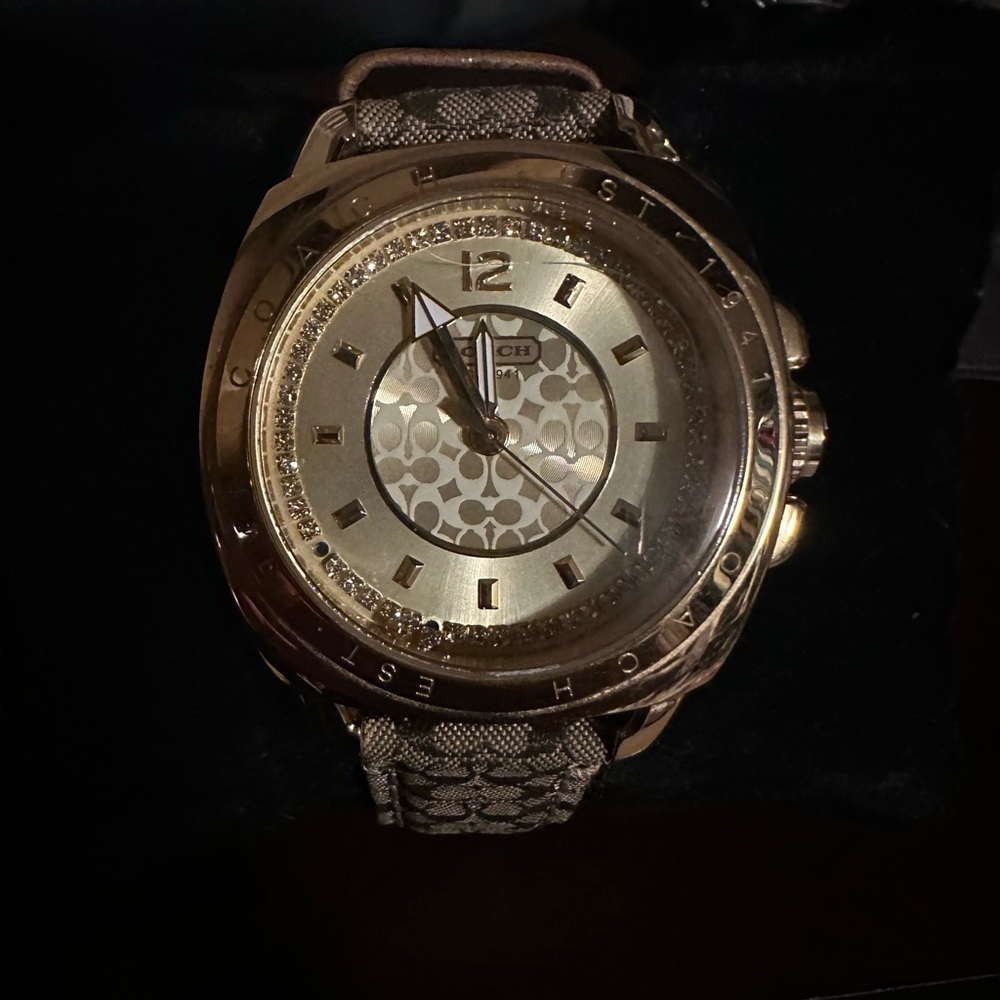 Coach tan and gold watch, genuine leather band